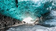 Beautiful Ice cave Sapphire in Breidamerkurjokull glacier in Vatnajokull National park