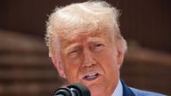 Donald Trump during his visit to the frontier with Mexico in Hereford, Cochise County, Arizona.
Pic: Reuters