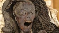 An ancient Egyptian mummy who was found wearing a black wig and had a screaming face may have died wailing in pain