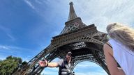 The area around the Eiffel Tower was evacuated after a man climbed up the historic landmark. Pic: AP