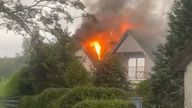 A house went up in flames after being struck by lightning. Pic: Supplied