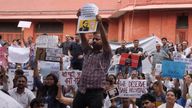 Protesters in Delhi on Saturday