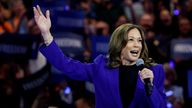 U.S. Vice President and Democratic presidential nominee Kamala Harris speaks as she is filmed for a live broadcast into Chicago's Democratic National Convention (DNC), after delegates of each state delegation ended the roll call to once again nominate her as presidential nominee, during her rally in Milwaukee, Wisconsin, U.S. August 20, 2024. REUTERS/Marco Bello
