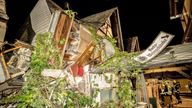 The scene after the collapse of a hotel in Kroev, Germany.
Pic: DPA/AP