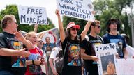 Mr Fogel's family protested outside the White House in July 2023. Pic: AP
