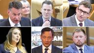 (Clockwise) Murdo Fraser, Russell Findlay, Brian Whittle, Jamie Greene, Liam Kerr and Meghan Gallacher .
Pic: PA 