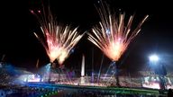 Pyrotechnics during the final performance of the opening ceremony of the Paris 2024 Paralympic Games at the Place de la Concorde. Picture date: Wednesday August 28, 2024.