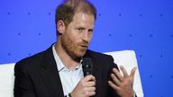 Prince Harry attends the ''Responsible Digital Future'' forum.
Pic: Reuters