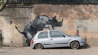 Banksy's eighth animal image is a rhino, painted in Charlton, southeast London. PA