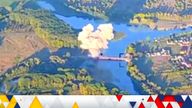 A Ukrainian strike on a bridge in Zvannoe, Kursk, over the Seym river. Pic: Mykola Oleshchuk via Telegram