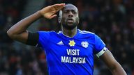 Sol Bamba celebrating scoring a goal for Cardiff in 2019. Pic: PA