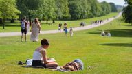 People enjoy the weather on the Long Walk in Windsor Great Park.
Pic: PA