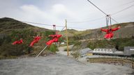 Riders on one of the Zip World Titan rides at Llechwedd Slate Caverns near Blaenau Ffestiniog, Snowdonia in 2014. File pic: PA