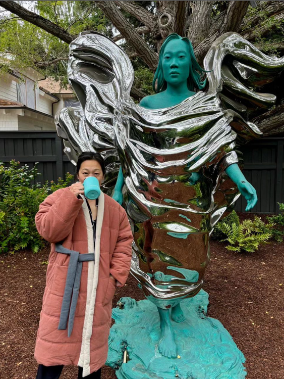 Mark Zuckerberg's giant statue of his wife. Pic: @zuck / Instagram