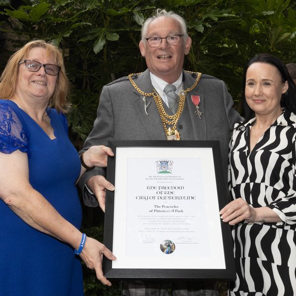 Peacocks receive honorary citizenship. Image: Fife Council