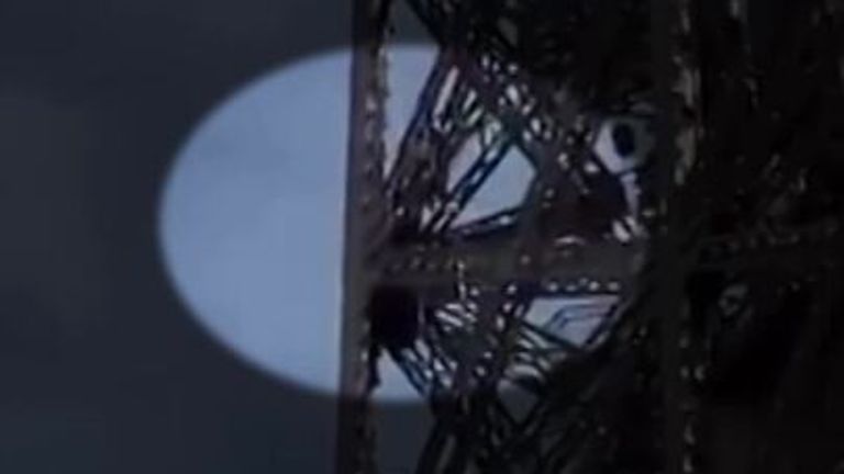 Man seen climbing Eiffel Tower
