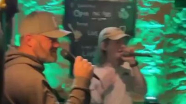 Wayne Rooney joined Plymouth locals in their karaoke night at the pub. 