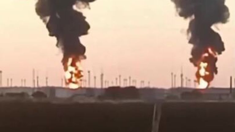 Fuel depot on fire after drone attack