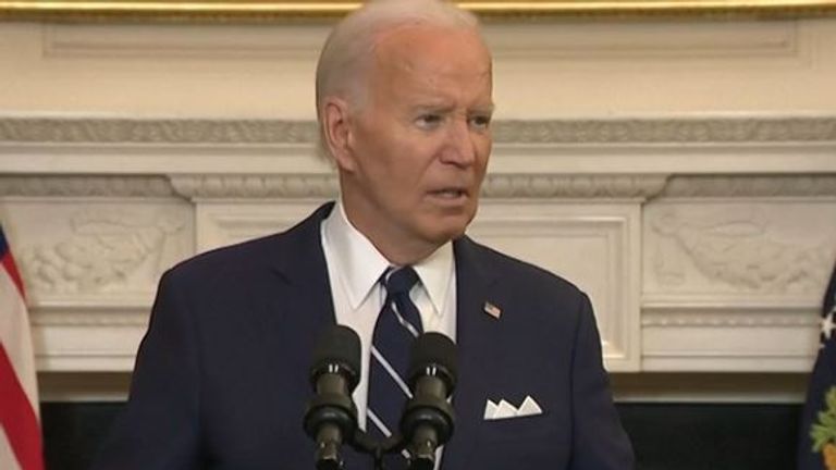 Joe Biden speaking after the prisoner swap