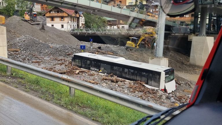 Severe flooding has struck St Anton. Pic: Fiss Volunteer Fire Department 