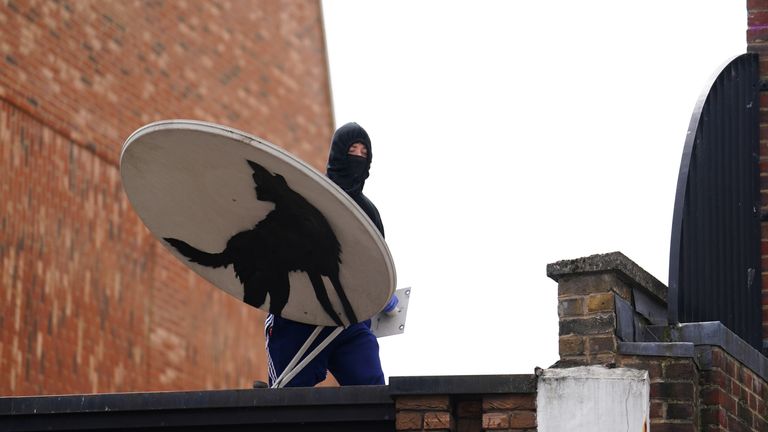 The wolf satellite dish is reportedly being hawked to galleries. Pic: PA