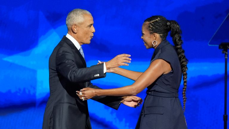 Barack and Michelle Obama at the Democratic National Convention Pic: AP