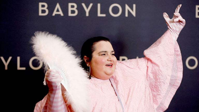 Barbara Butch poses during a photocall for the film ''Babylon" at the Grand Rex in Paris.
Pic: Reuters