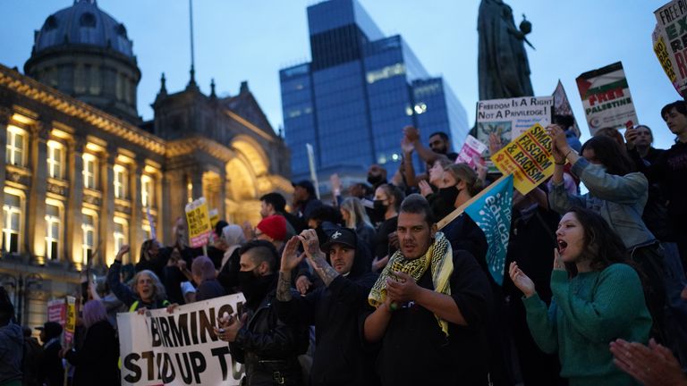 People marched into the centre of Birmingham. Pic: PA
