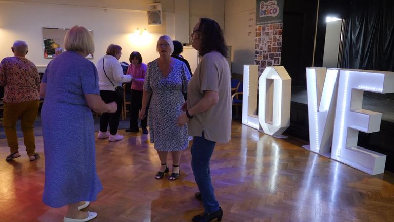 Retired people at a disco 