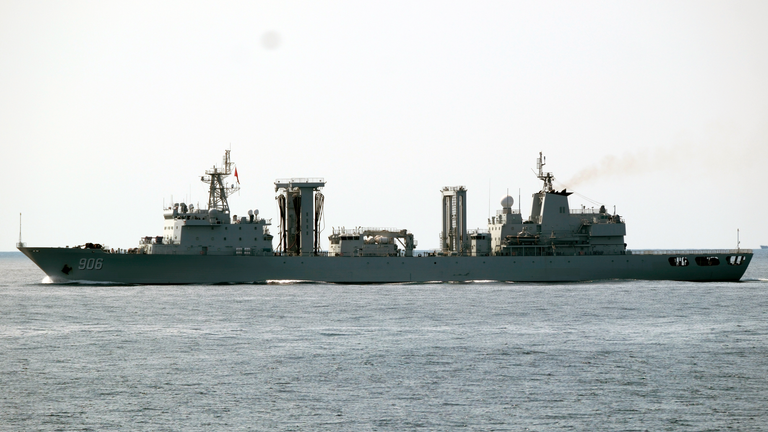 The Chinese Navy support ship Honghu as seen from HMS Richmond. Pic: Royal Navy