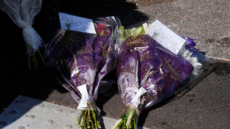 Tributes on Overbury Street, near the scene in Rushmore Road, Clapton.
Pic: PA