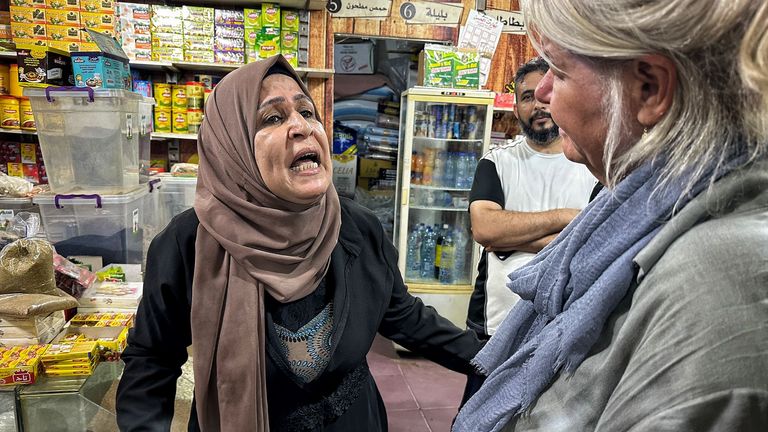 Angry woman in Palestinian camp
 
