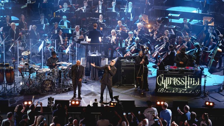 Cypress Hill performing with the London Symphony Orchestra, conducted by Troy Miller, in July 2024. Pic: Andy Paradise