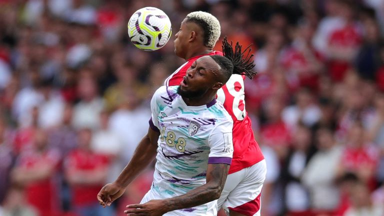 Danilo (back) clashes with Antoine Semenyo during the Nottingham Forest vs Bournemouth match on Saturday. Image: Reuters