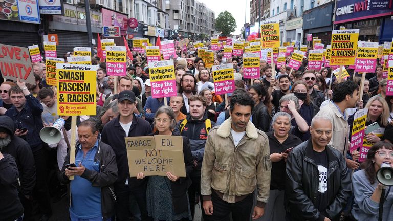 An anti-racism protest in Walthamstow, London. Pic: PA