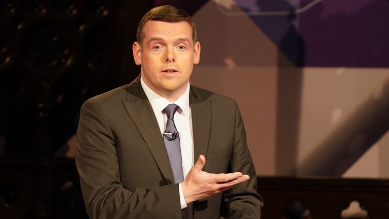 Scottish Conservative leader Douglas Ross, during a General Election special edition of BBC Debate Night with the leaders of the five main Scottish parties answering questions in Glasgow. Picture date: Tuesday June 11, 2024.