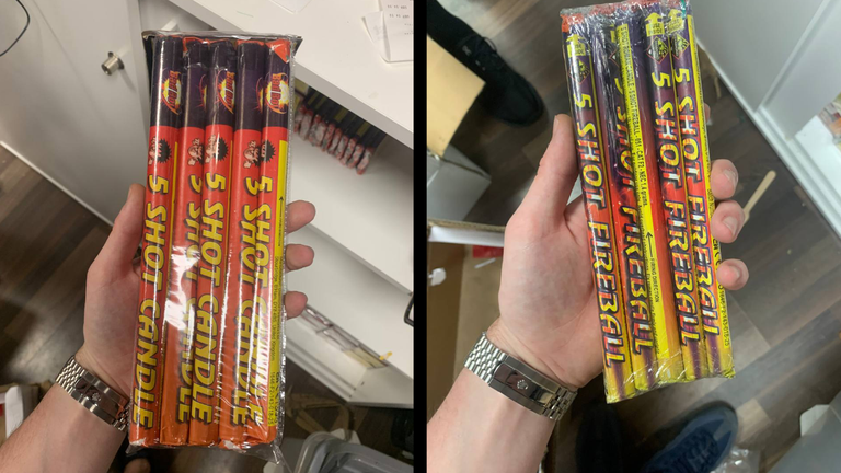 Fireworks offered for sale by the user identified by Sky News. 
