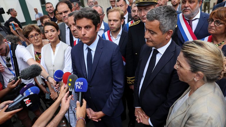 French Prime Minister Gabriel Attal speaks to the media. Pic: Reuters