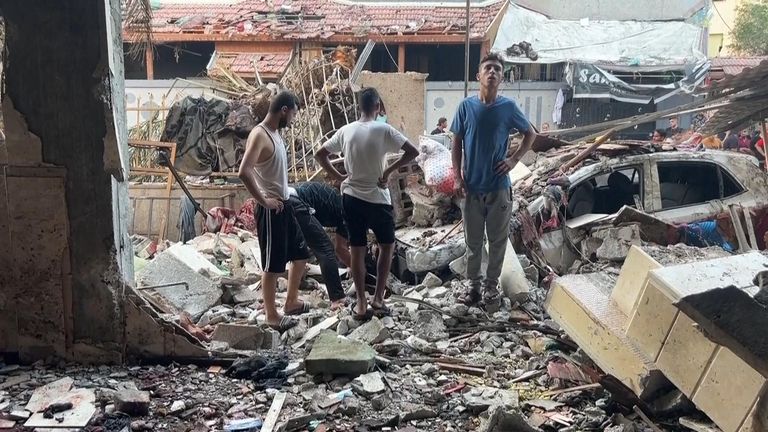 An estimated 6,000 people were sheltering at the school. Pic: AP