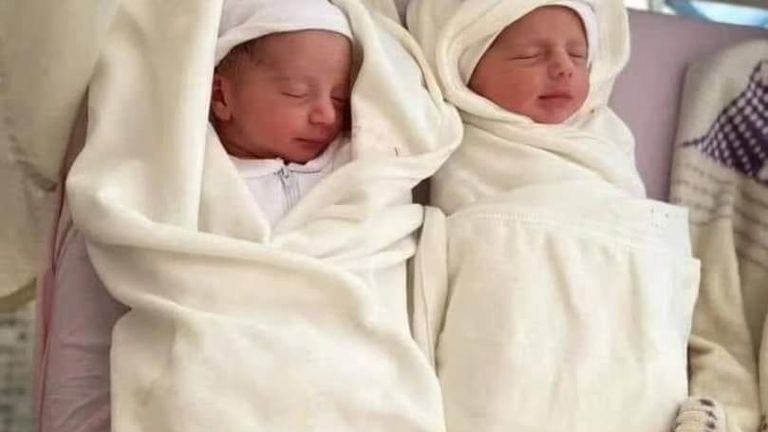 The twins were four days old