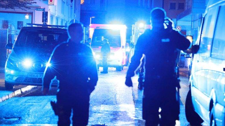 Police and ambulances gather in Solingen, Germany. (Pic: AP)