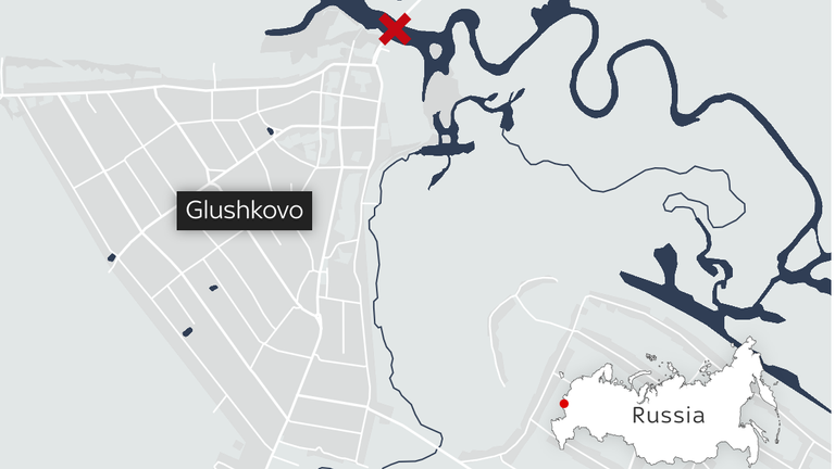 The destroyed bridge was near the Russian town of Glushkovo, in the Kursk region