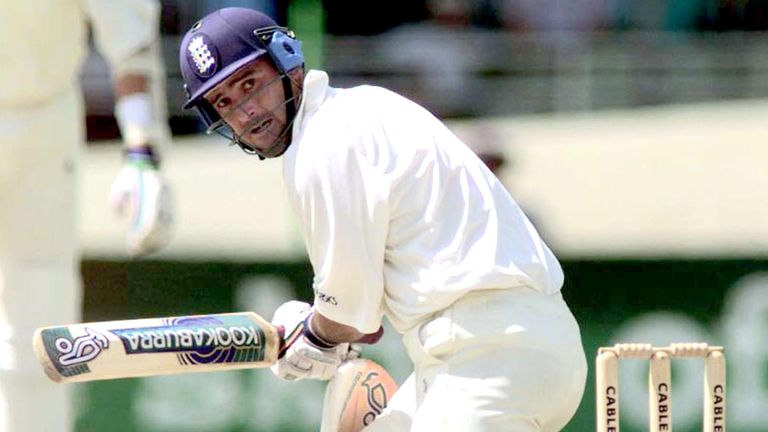 England batsman Graham Thorpe looks back as he is caught by West Indies wicket keeper Dean Williams during the second Test in Trinidad February 8. England were stretching a their lead after bowling the West Indies out for 191 in the first innings...SPORT CRICKET