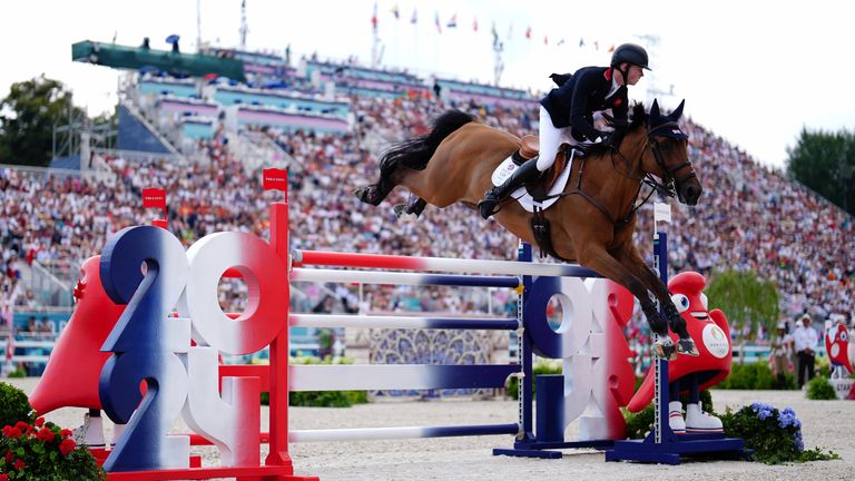 Great Britain's Harry Charles aboard Romeo 88 during the Jumping Team Final at the Chateau de Versailles on the seventh day of the 2024 Paris Olympic Games in France. Picture date: Friday August 2, 2024.

