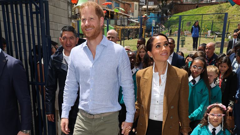 Prince Harry and Meghan speak Spanish as they visit schoolchildren in  Colombia | UK News | Sky News