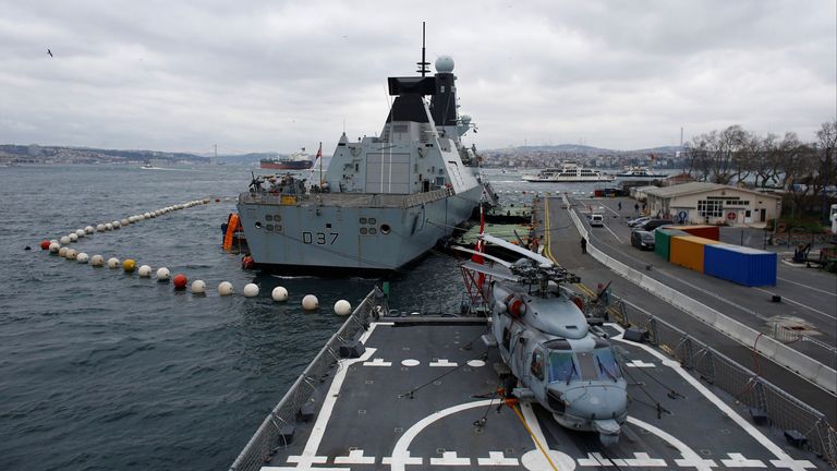 Royal Navy destroyer HMS Duncan in Istanbul in 2018. Pic: Reuters