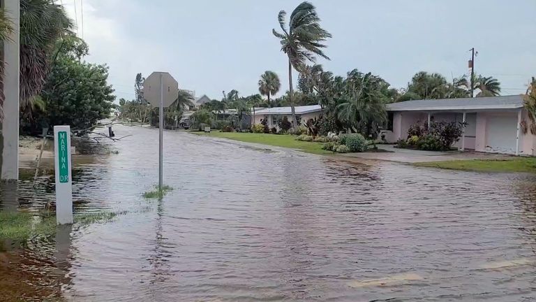 A flooded street in Holmes Beach, Florida. Pic: Reuters