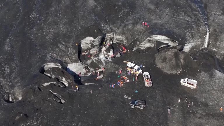 Tourists trapped in collapsed ice cave