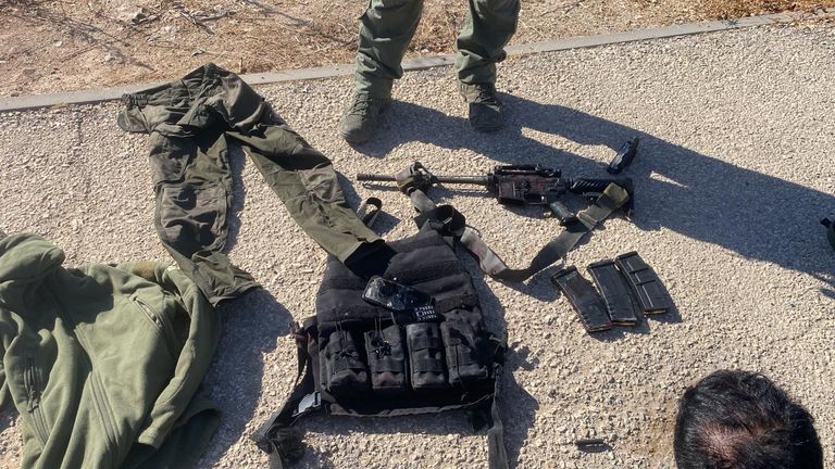 photo of weapons allegedly found on a terrorist who fired at the troops and was eliminated in Jenin. Pic: IDF