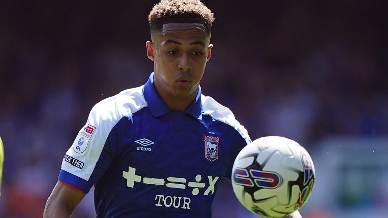 Ipswich Town's Omari Hutchinson during the Sky Bet Championship match at Portman Road, Ipswich. Picture date: Saturday May 4, 2024. PA Photo. See PA story SOCCER Ipswich. Photo credit should read: Zac Goodwin/PA Wire...RESTRICTIONS: EDITORIAL USE ONLY No use with unauthorised audio, video, data, fixture lists, club/league logos or "live" services. Online in-match use limited to 120 images, no video emulation. No use in betting, games or single club/league/player publications.